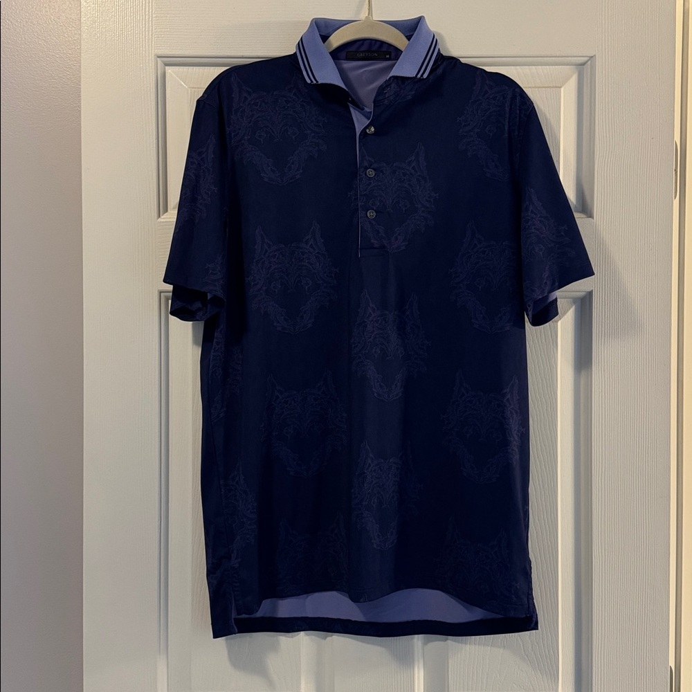 Greyson Navy Patterned Polo Shirt